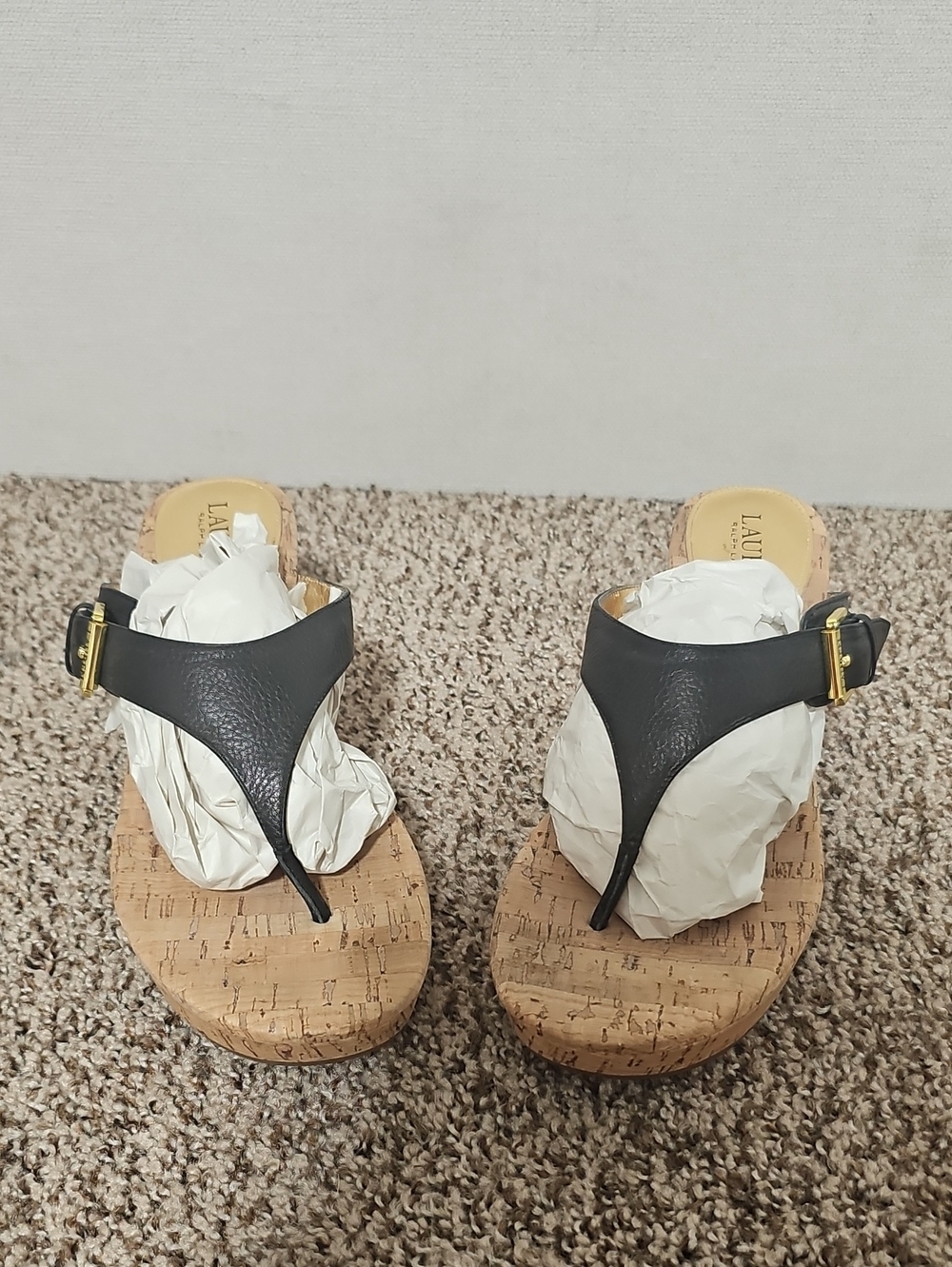 LAUREN RALPH LAUREN ORALEE LEATHER THONG SANDALS BFPM-09-234
